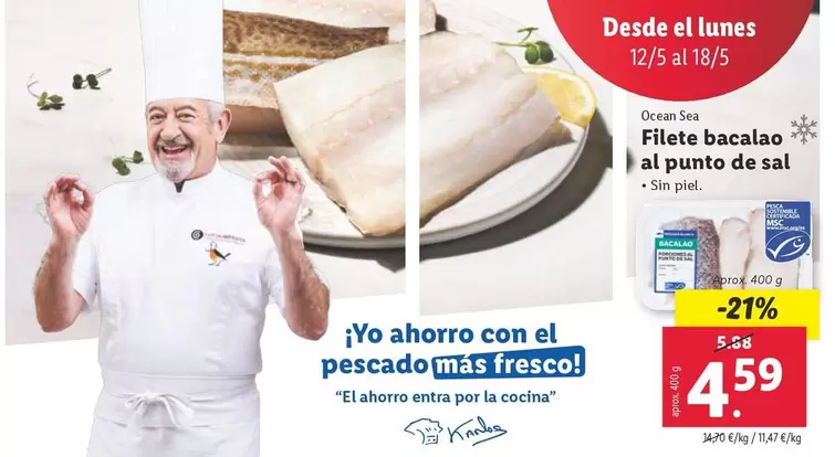 Oferta de Ocean sea - Filete Bacalao Al Punto De Sal por 4,59€ en Lidl