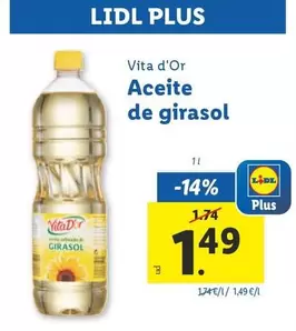 Oferta de Aceite De Girasol por 1,49€ en Lidl