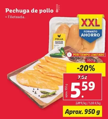 Oferta de Pechuga De Pollo por 5,59€ en Lidl