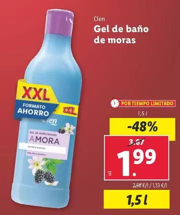 Oferta de Cien - Gel De Bano De Moras por 1,99€ en Lidl