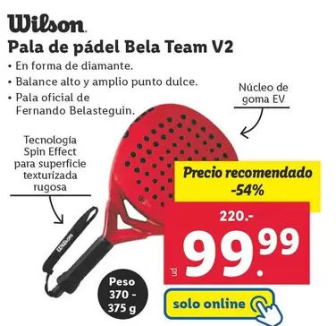 Oferta de Pala De Pádel Bela Team V2 por 99,99€ en Lidl