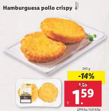 Oferta de Hamburguesa Pollo Crispy por 1,59€ en Lidl