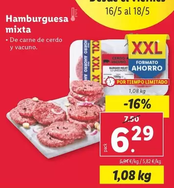 Oferta de Hamburguesa Mixta por 6,29€ en Lidl