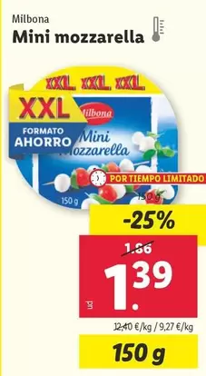 Oferta de Milbona - Mini Mozzarella por 1,39€ en Lidl