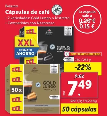 Oferta de Bellarom - Capsulas De Cafe por 7,49€ en Lidl