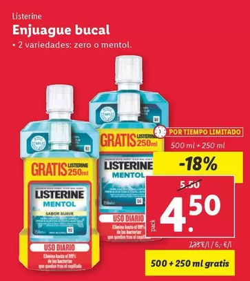 Oferta de Listerine - Enjuague Bucal por 4,5€ en Lidl