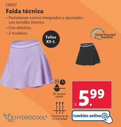 Oferta de Crivit - Falda Tecnica por 5,99€ en Lidl