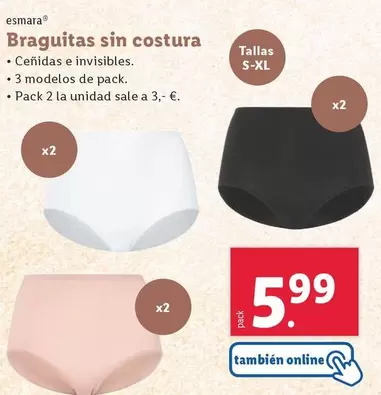 Oferta de Esmara - Braguitas Sin Costura por 5,99€ en Lidl