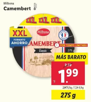 Oferta de Milbona - Camembert por 1,99€ en Lidl