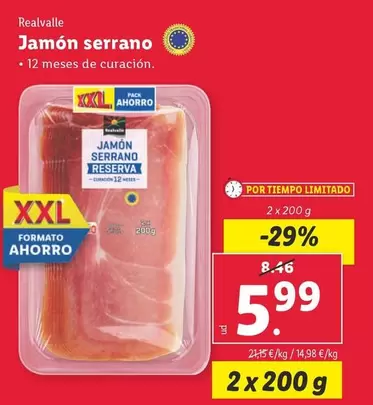 Oferta de Realvalle - Jamon Serrano por 5,99€ en Lidl