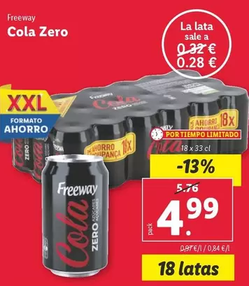 Oferta de Freeway - Cola Zero por 4,99€ en Lidl