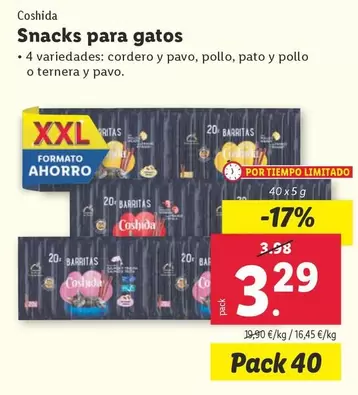 Oferta de Coshida - Snacks Para Gatos por 3,29€ en Lidl