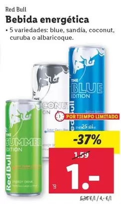 Oferta de Red Bull - Bebida Energética por 1€ en Lidl