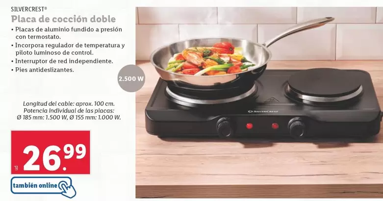 Oferta de SilverCrest - Placa De Cocción Doble por 26,99€ en Lidl