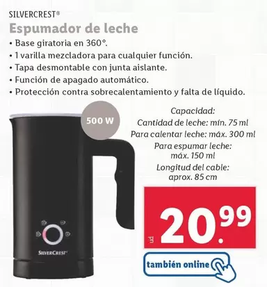 Oferta de SilverCrest - Espumador De Leche por 20,99€ en Lidl
