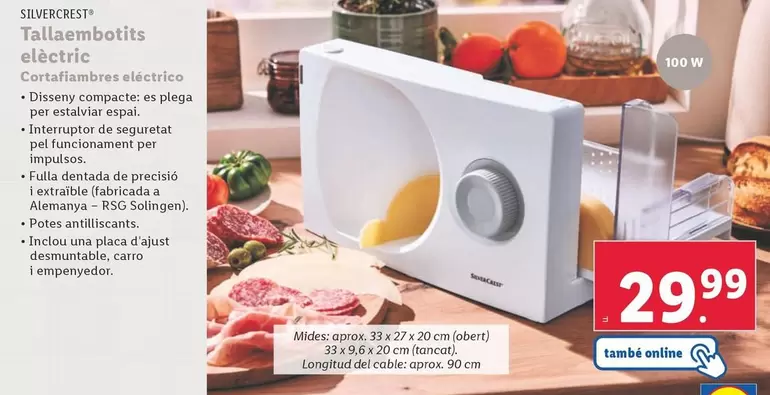 Oferta de SilverCrest - Cortafiambres Eléctrico  por 29,99€ en Lidl