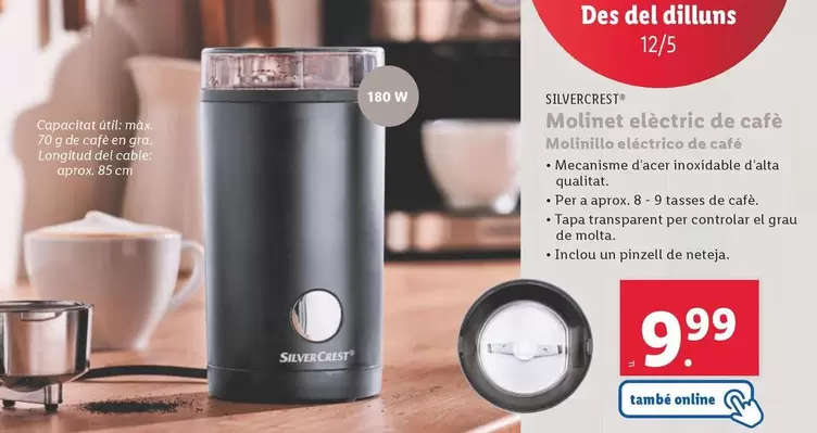Oferta de SilverCrest - Molinet Electric De Cafe por 9,99€ en Lidl