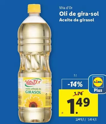 Oferta de Vita D'Or - Aceite De Girasol por 1,49€ en Lidl