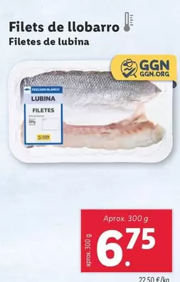 Oferta de Filetes De Lubina por 6,75€ en Lidl