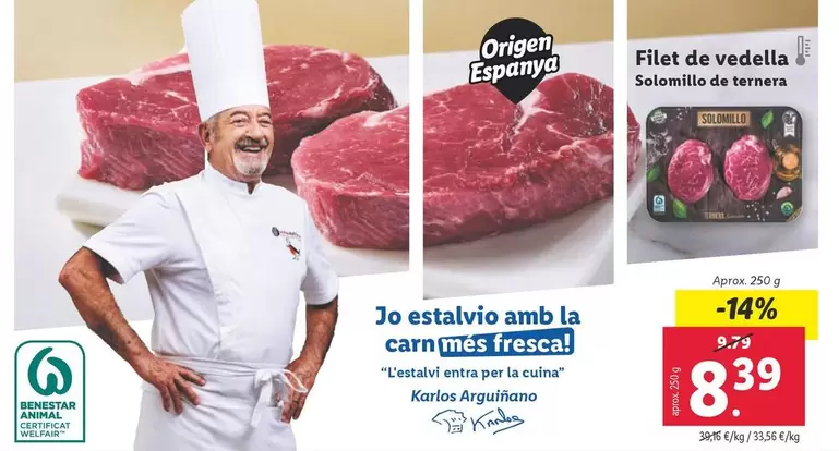 Oferta de Filet De Vedella por 8,39€ en Lidl