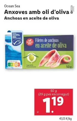 Oferta de Ocean sea - Anchoas En Aceite De Oliva por 1,19€ en Lidl