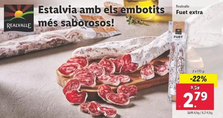 Oferta de Realvalle - Fuet Extra por 2,79€ en Lidl