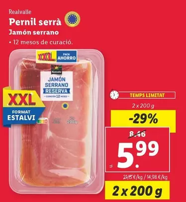 Oferta de Realvalle - Jamon Serrano por 5,99€ en Lidl