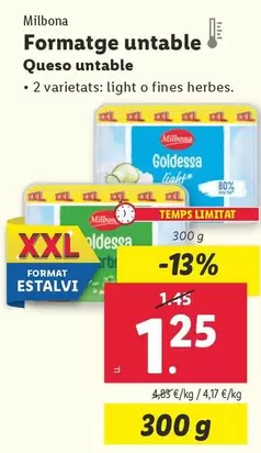 Oferta de Milbona - Queso Untable por 1,25€ en Lidl