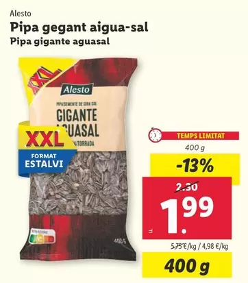 Oferta de Alesto - Pipa Gigante Aguasal por 1,99€ en Lidl