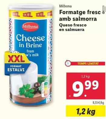 Oferta de Milbona - Queso Fresco En Salmuera  por 9,99€ en Lidl