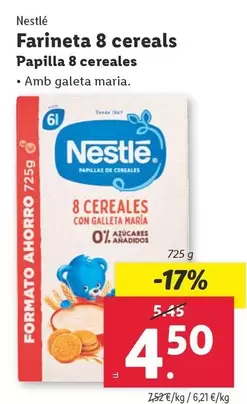 Oferta de Nestlé - Papilla 8 Cereales por 4,5€ en Lidl