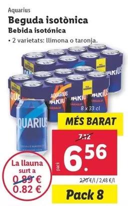 Oferta de Aquarius - Bebida Isotónica por 6,56€ en Lidl