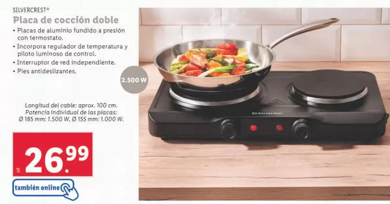 Oferta de SilverCrest - Placa De Coccion Doble por 26,99€ en Lidl