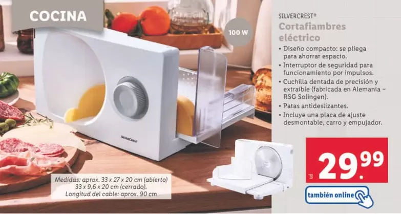 Oferta de SilverCrest - Cortafiambres Eléctrico por 29,99€ en Lidl
