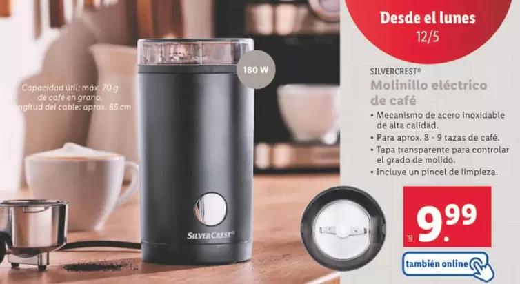 Oferta de SilverCrest - Molinillo Electrico De Cafe por 9,99€ en Lidl