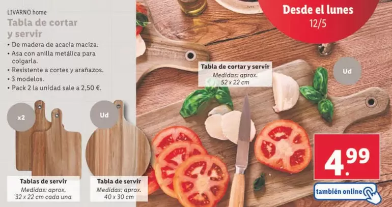 Oferta de Livarno - Tabla De Cortar Y Servir por 4,99€ en Lidl