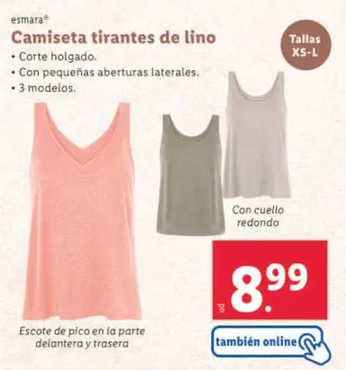 Oferta de Esmara - Camiseta Tirantes De Lino por 8,99€ en Lidl