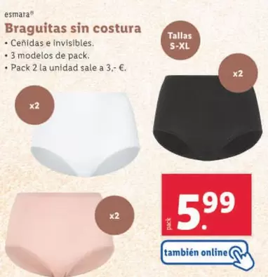 Oferta de Esmara - Braguitas Sin Costura por 5,99€ en Lidl