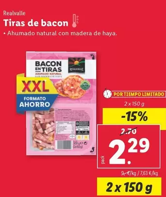 Oferta de Realvalle - Tiras De Bacon por 2,29€ en Lidl