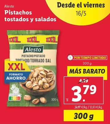 Oferta de Alesto - Pistachos Tostados Y Salados por 3,79€ en Lidl