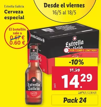Oferta de Estrella Galicia - Cerveza Especial por 14,29€ en Lidl