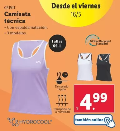 Oferta de Crivit - Camiseta Tecnica por 4,99€ en Lidl