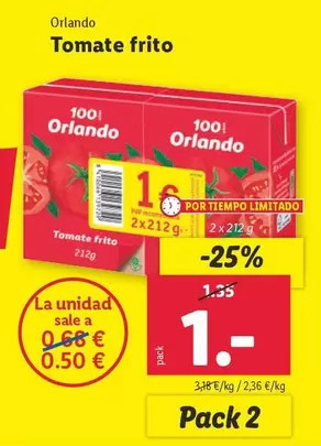 Oferta de Orlando - Tomate Frito por 1€ en Lidl