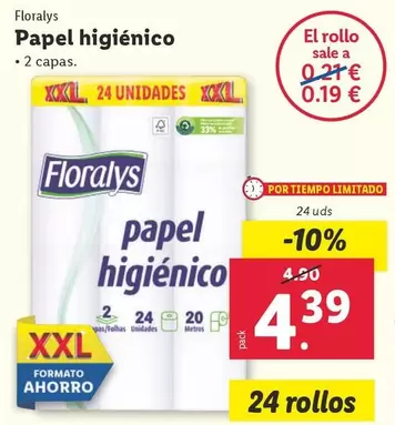 Oferta de Floralys - Papel Higienico por 4,39€ en Lidl