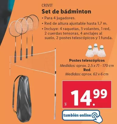 Oferta de Crivit - Set De Bádminton por 14,99€ en Lidl