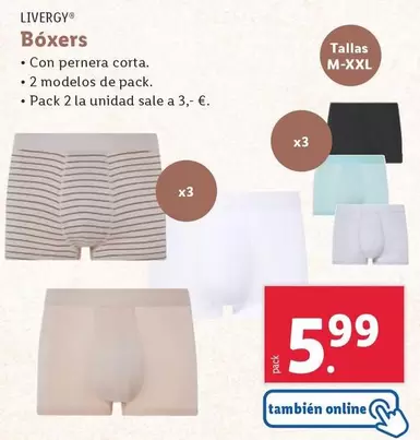 Oferta de Livergy - Boxers por 5,99€ en Lidl