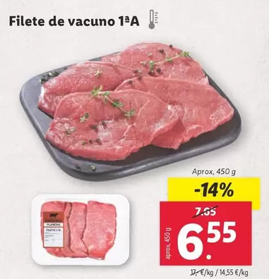 Oferta de Filete De Vacuno por 6,55€ en Lidl