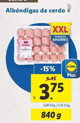 Oferta de Plus - Albondigas De Cerdo por 3,75€ en Lidl