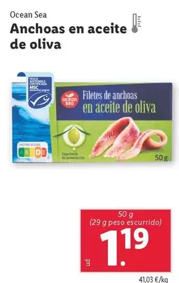 Oferta de Ocean Sea - Anchoas En Aceite De Oliva por 1,19€ en Lidl