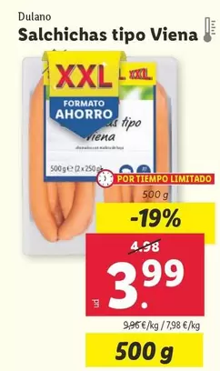 Oferta de Dulano - Salchichas Tipo Viena por 3,99€ en Lidl